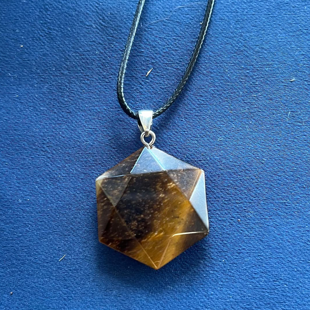 Tiger's Eye Crystal Hexagon Necklace
