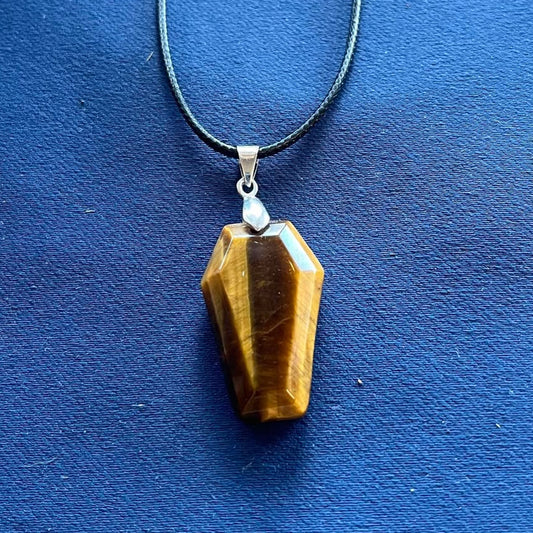 Tiger's Eye Crystal Coffin Necklace