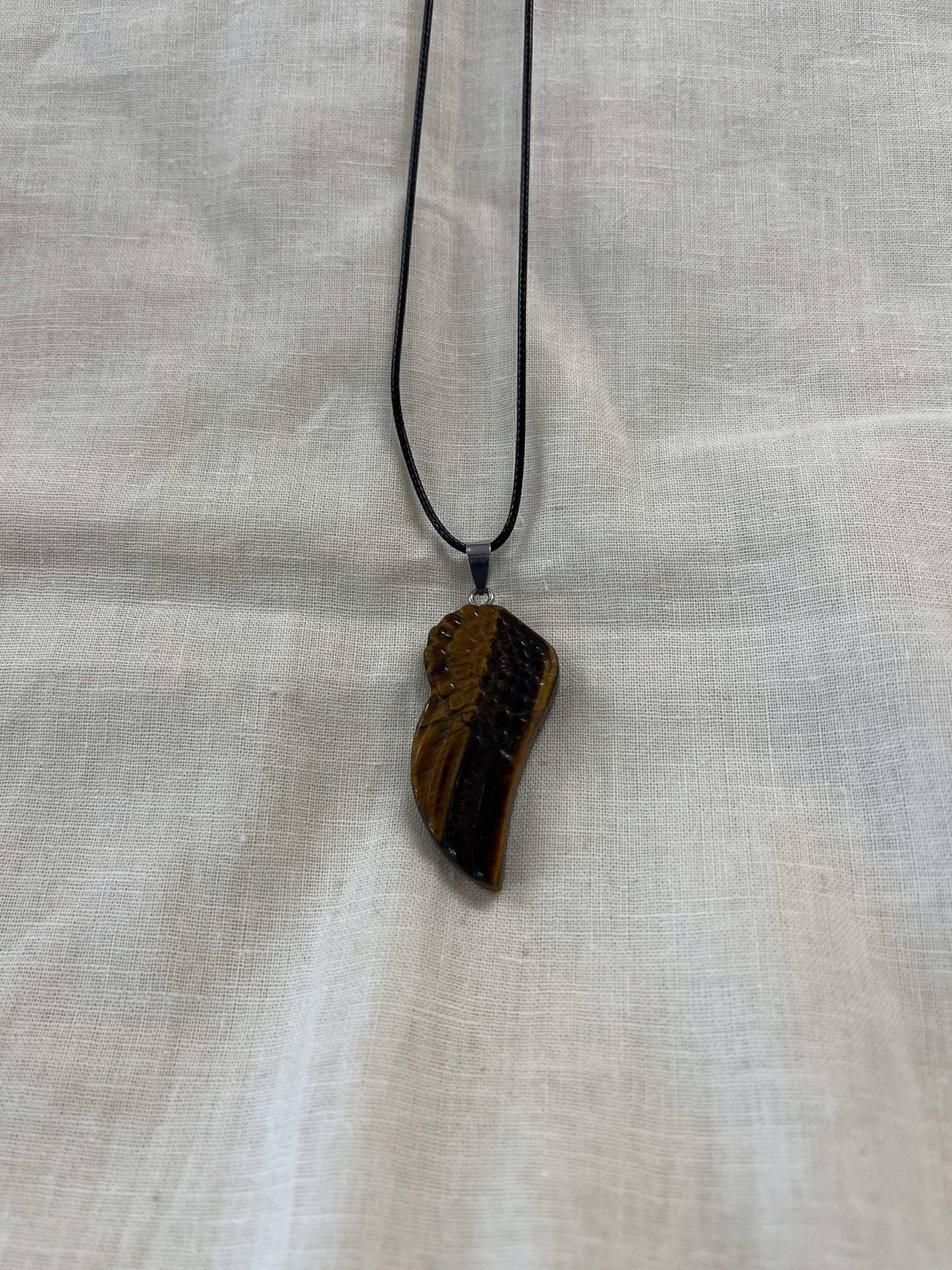 Tiger's Eye Angel Wing Crystal Necklace