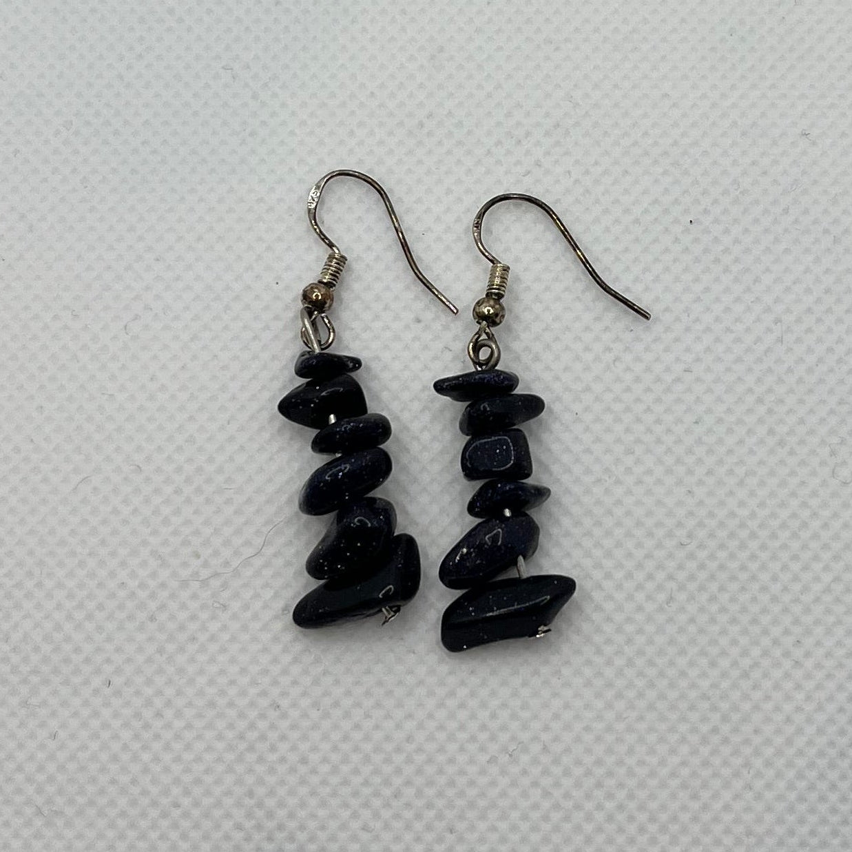 Blue Goldstone Chip Earrings