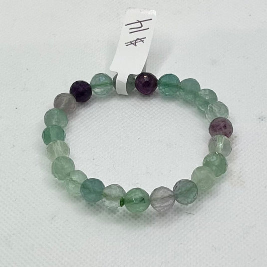 Fluorite Faceted Bead Bracelet - 8mm Beads